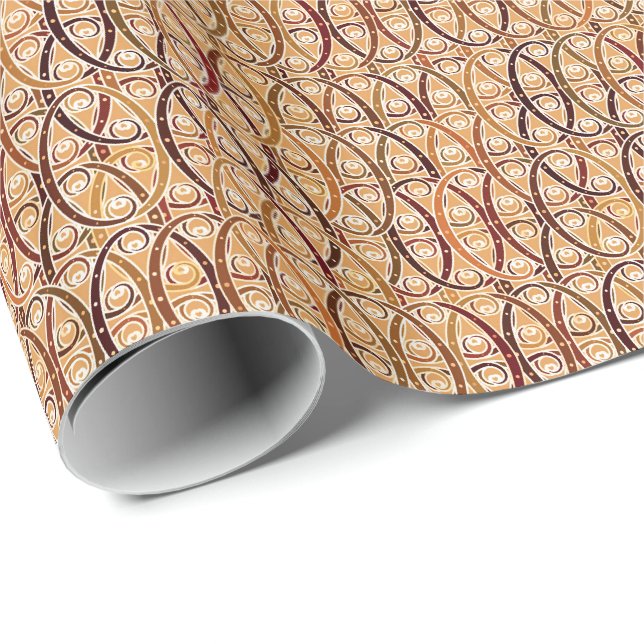 Arabesque damask - brown and camel tan wrapping paper (Roll Corner)