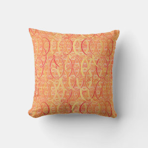Arabesque damask - soft orange and coral cushion