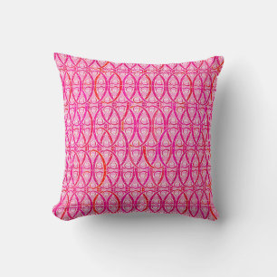 Arabesque damask - strawberry pink cushion