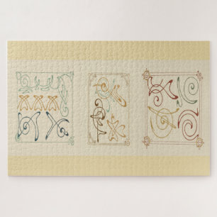 Arabesque Elegance – Abstract Design by Mucha Jigsaw Puzzle