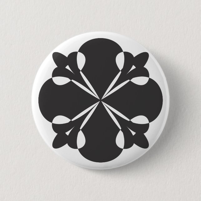 Arabesque element black 6 cm round badge (Front)