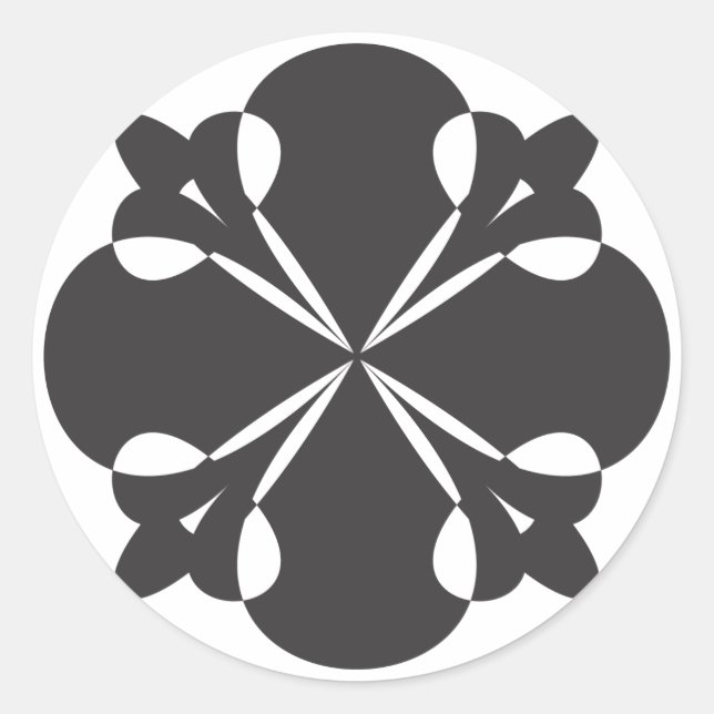 Arabesque element black classic round sticker (Front)