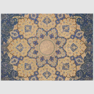 Arabesque Ephemera Blue n Gold Vintage Decoupage Tissue Paper