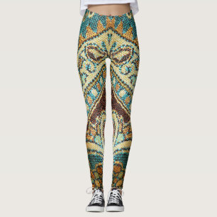 Arabesque Fabric: Arabic Oriental Design Leggings