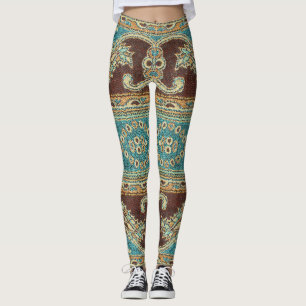 Arabesque Fabric Paisley Oriental Design Leggings