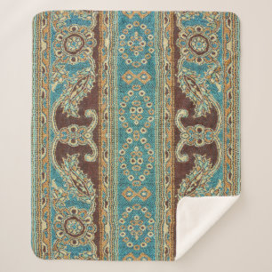 Arabesque Fabric Paisley Oriental Design Sherpa Blanket