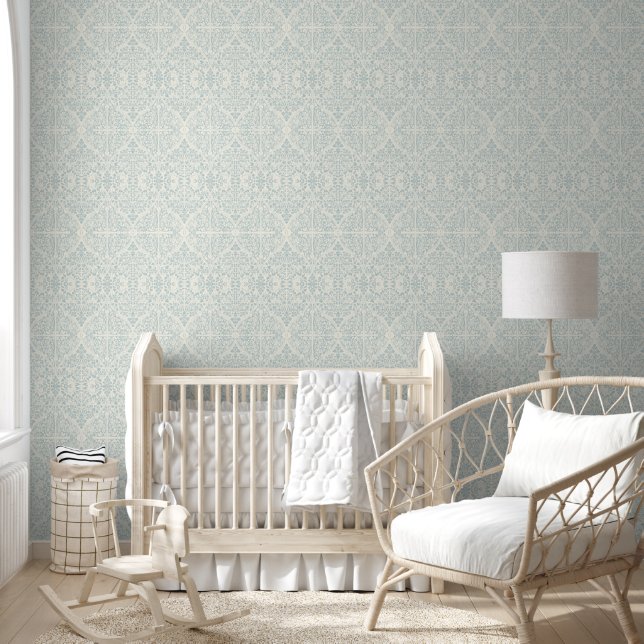 Arabesque Floral Vines Blue Ivory William Morris  Wallpaper (Kids)