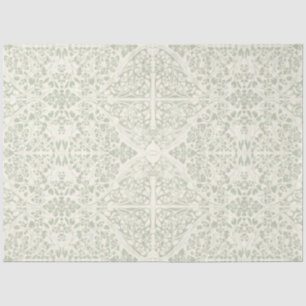 Arabesque Floral Vines Sage Green Ivory Decoupage Tissue Paper
