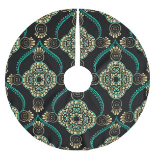 Arabesque Floral, Vintage Elegance Pattern. Brushed Polyester Tree Skirt