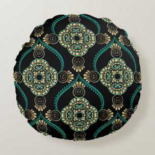 Arabesque Floral, Vintage Elegance Pattern. Round Cushion