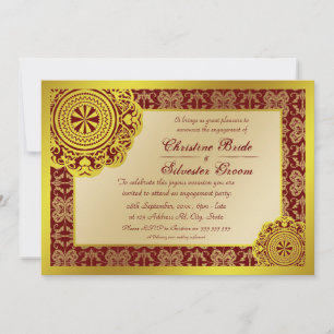 Arabesque Gold Lace, 5x7 engagement Invitation