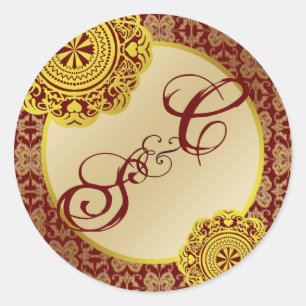Arabesque Gold Lace, monogrammed souvenir sticker