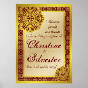 Arabesque Gold Lace, reception welcome poster
