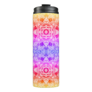 Arabesque Mandala in Purple Yellow and Pink Thermal Tumbler