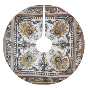 Arabesque Marble Texture Vintage Patchwork Brushed Polyester Tree Skirt