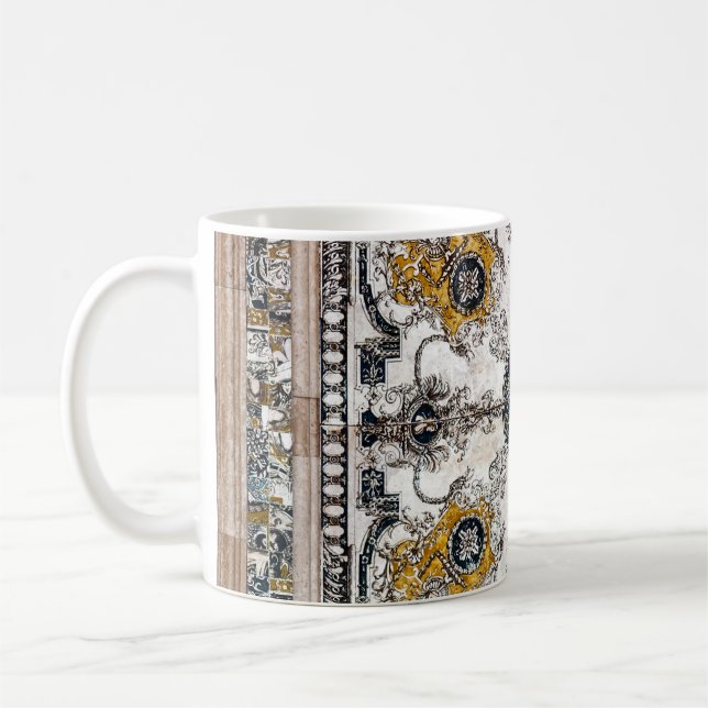 Arabesque Marble Texture Vintage Patchwork Coffee Mug (Left)