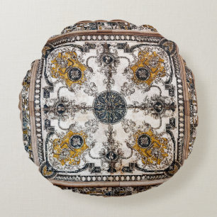 Arabesque Marble Texture Vintage Patchwork Round Cushion