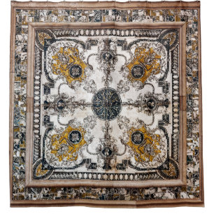 Arabesque Marble Texture Vintage Patchwork Shower Curtain