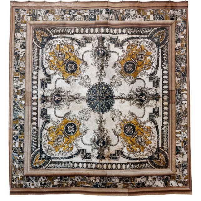 Arabesque Marble Texture Vintage Patchwork Shower Curtain (Front)