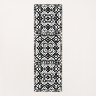 Arabesque Mosaic Tile Pattern Black and White  Yoga Mat