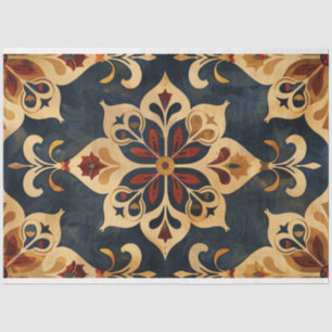 Arabesque Ornamental Pattern Gold and Dark Tones Tissue Paper