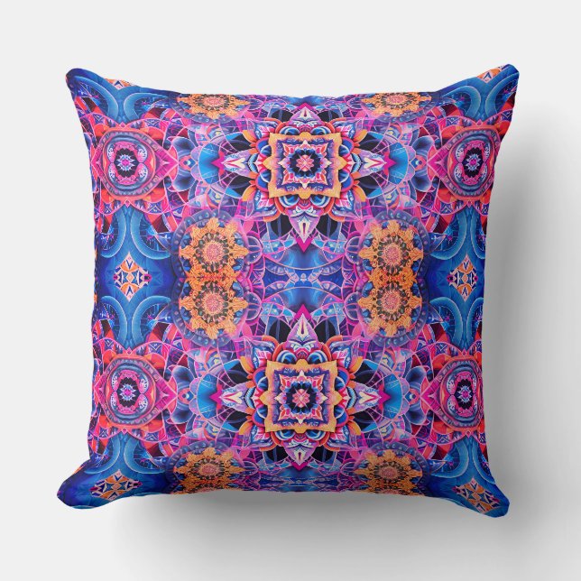 Arabesque Pattern in Blue-Purple Cushion (Front)