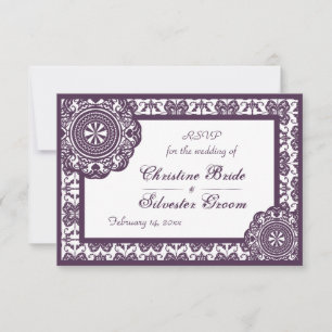 Arabesque Purple Lace, 3.5"x5" wedding rsvp Card