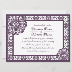 Arabesque Purple Lace, 6.5x8.75 wedding Invitation