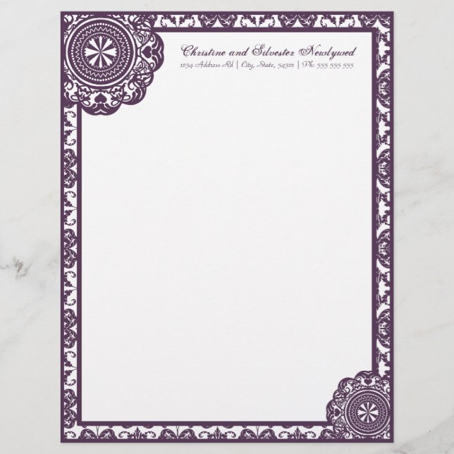 Arabesque Purple Lace, letterhead (Front)