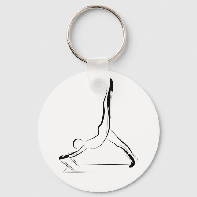 Arabesque Reformer Pilates Pose Abstract Pilates Key Ring (Front)