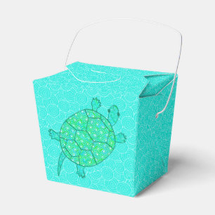 Arabesque swirl turtle - shades of seafoam green favour box