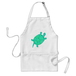 Arabesque swirl turtle - shades of seafoam green standard apron