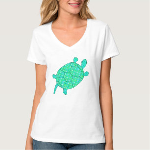 Arabesque swirl turtle - shades of seafoam green T-Shirt