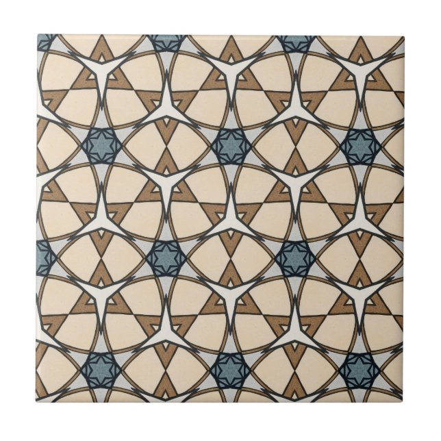 Arabesque Symmetrical Geometric Pattern Tile (Front)