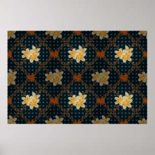 Arabesque. Vintage abstract raster floral seamless Poster