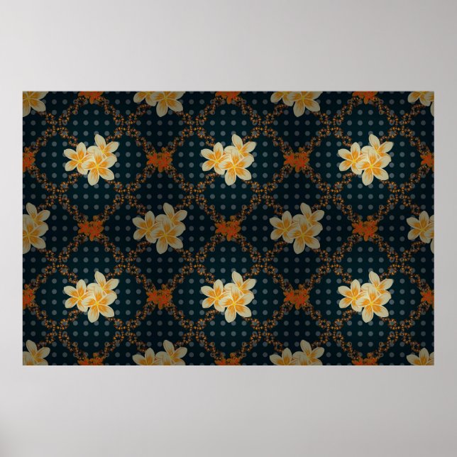 Arabesque. Vintage abstract raster floral seamless Poster (Front)