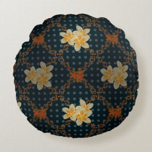 Arabesque. Vintage abstract raster floral seamless Round Cushion