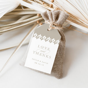 Arabesque Wedding Favour Tags   Champagne Beige