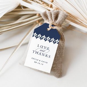 Arabesque Wedding Favour Tags   Navy