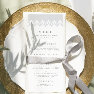 Arabesque Wedding Menu Card   Grey