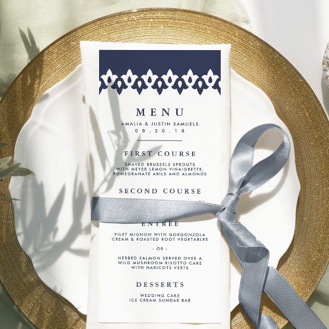 Arabesque Wedding Menu Card | Navy (Creator Uploaded)