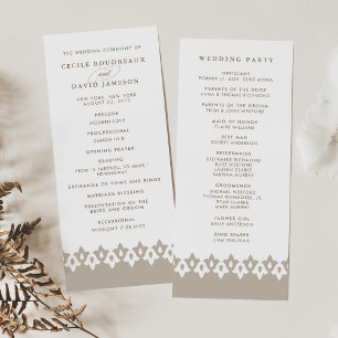 Arabesque Wedding Program   Champagne Beige Programme