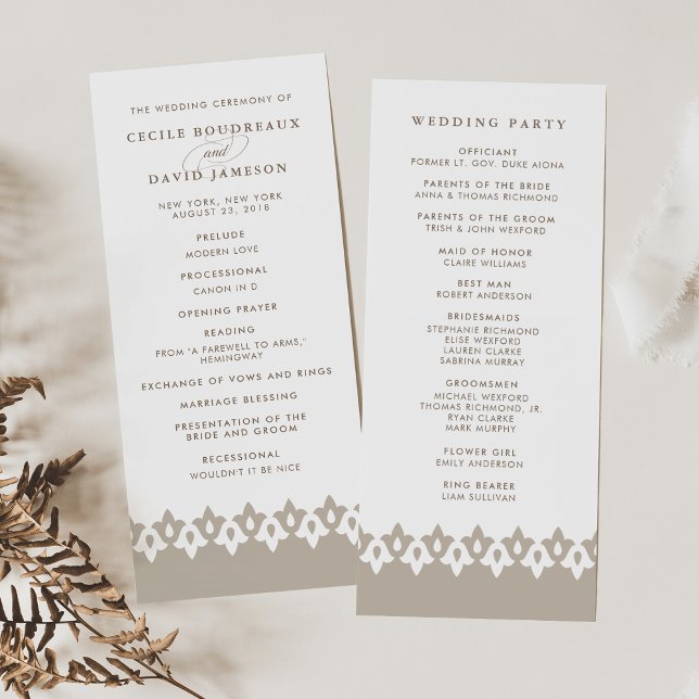 Arabesque Wedding Program | Champagne Beige Programme (Creator Uploaded)