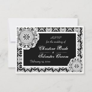 Arabesque White Lace, 3.5"x5" wedding rsvp Invitation