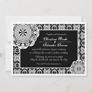 Arabesque White Lace, 5x7 wedding invite