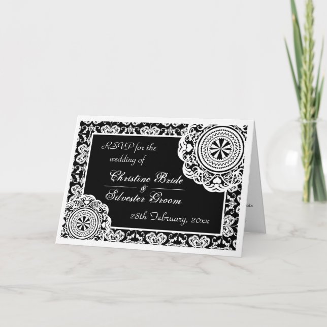 Arabesque White Lace, RSVP card (Front)