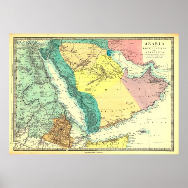 Arabia with Egypt, Nubia, and Abyssinia map Poster (Front)
