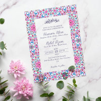 Arabian Arch Pink Navy Blue Ornate Muslim Wedding