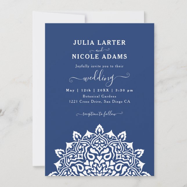 Arabian Art Nouveau Floral Arch Mandala Wedding Invitation (Front)