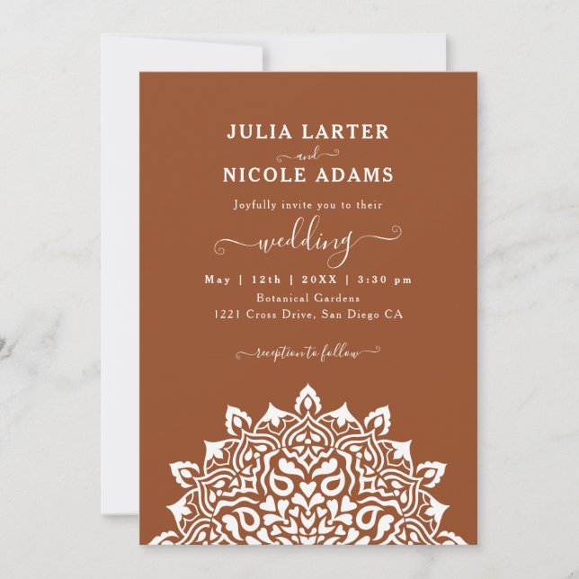 Arabian Art Nouveau Floral Arch Mandala Wedding Invitation (Front)